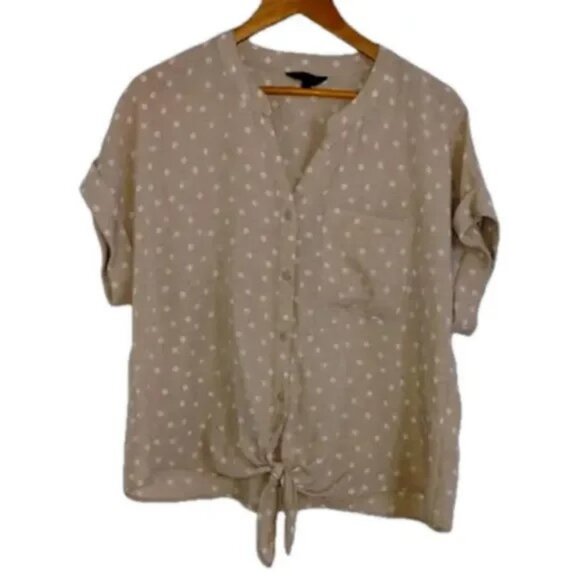 Tahari cream short sleeves button down  blouse size L - Picture 1 of 5